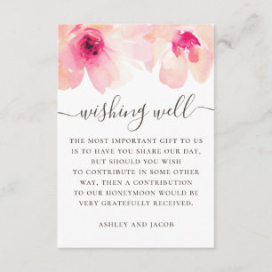 Tarjeta De Recepción Pozo de los deseos de boda floral de rubor rosa ac