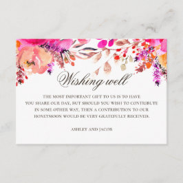 Tarjeta De Recepción Pozo de los deseos de boda floral rosa púrpura acu