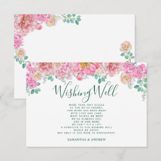 Tarjeta De Recepción Pozo de los deseos de verde y rosa chic floral acu