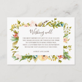 Tarjeta De Recepción Pozo de los deseos floral de acuarela. Boda de veg