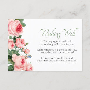 Tarjeta De Recepción Pozo de los Deseos Floral Rosa Sonrojado Elegante