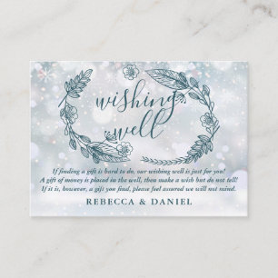 Tarjeta De Recepción Pozo de los Deseos Floral Rústico Boda de Invierno