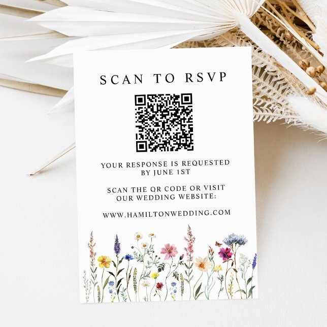 Tarjeta De Recepción Pradera de flores silvestres elegantes código QR R (Subido por el creador)