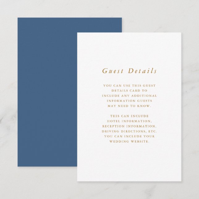 Tarjeta De Recepción Precioso detalle de Boda azul (Anverso / Reverso)