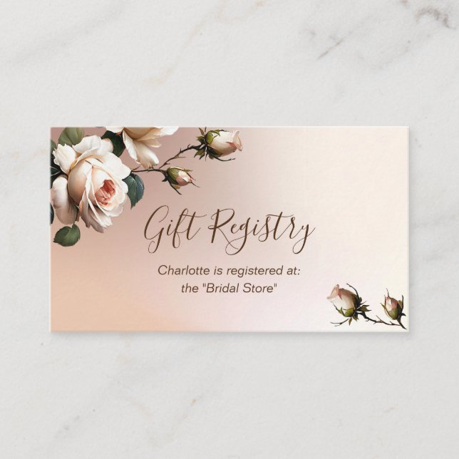 Tarjeta De Recepción Precioso Registro para Fiesta de Boda Rosa Beige (Anverso)