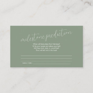 Tarjeta De Recepción Predicción de hitos Baby Shower Verde Salvia
