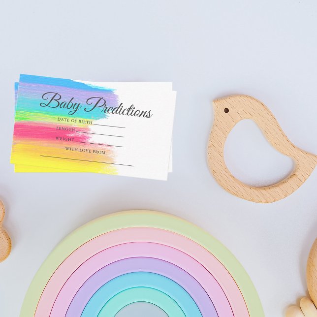 Tarjeta De Recepción Predicciones de Baby Shower en arcoiris de Moda mo (Subido por el creador)