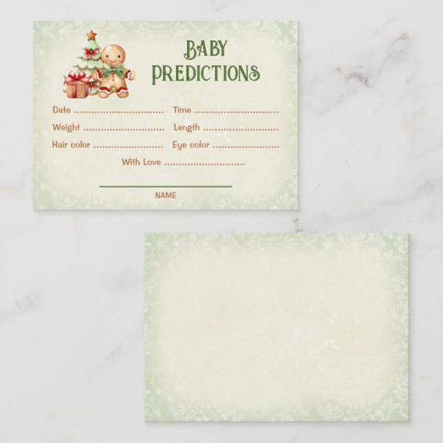 Tarjeta De Recepción Predicciones juego de Baby Shower de Navidades roj (Anverso / Reverso)