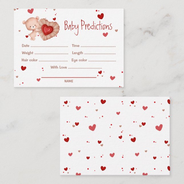 Tarjeta De Recepción Predicciones juego de Baby Shower Red Slove (Anverso / Reverso)