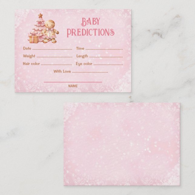 Tarjeta De Recepción Predicciones Navidades rosados Juego de Baby Showe (Anverso / Reverso)