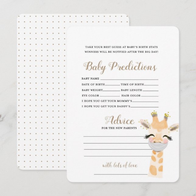 Tarjeta De Recepción Predicciones para bebés - Juego de Baby Shower (Anverso / Reverso)