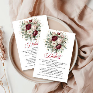 Tarjeta De Recepción Premium Rojo Intenso Floral Eucalipto Detalles Dor