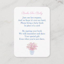 Tarjeta De Recepción Preppy Baby Girl Shower Chinoiserie Trae un libro