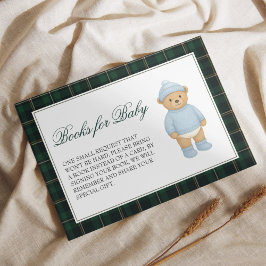 Tarjeta De Recepción Preppy Bear Baby Shower Books para el bebé