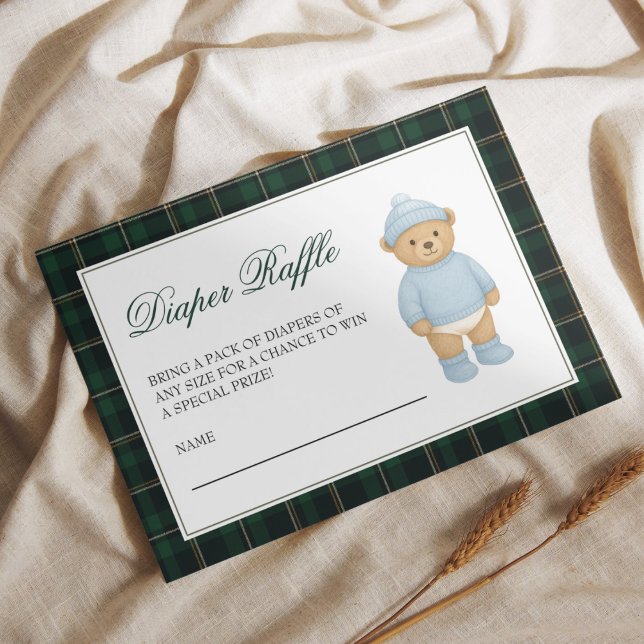 Tarjeta De Recepción Preppy Bear Baby Shower Diaper Raffle (Subido por el creador)