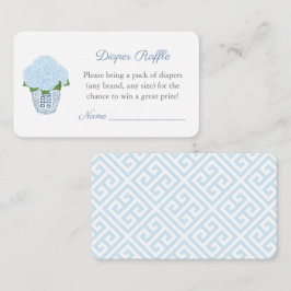 Tarjeta De Recepción Preppy Blue Hydrangeas Diaper Raffle Baby Shower