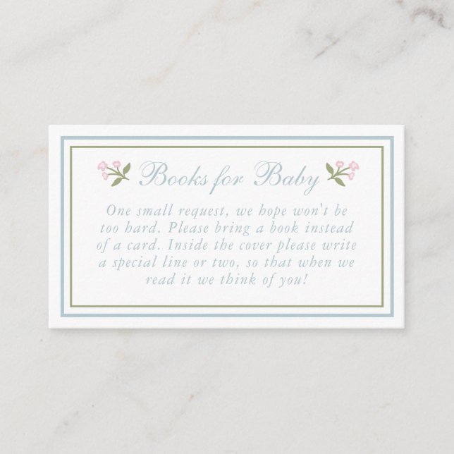 Tarjeta De Recepción Preppy Bow Floral Diaper Raffle Enclosure Card (Anverso)