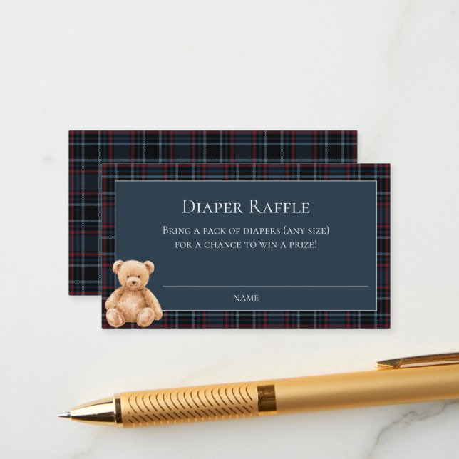 Tarjeta De Recepción Preppy Classic Teddy Bear Baby Shower  (Anverso/Reverso In Situ)