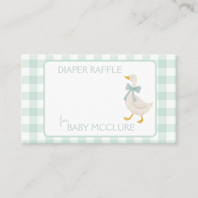 Tarjeta De Recepción Preppy Goose Baby Shower Diaper Raffle (Anverso)