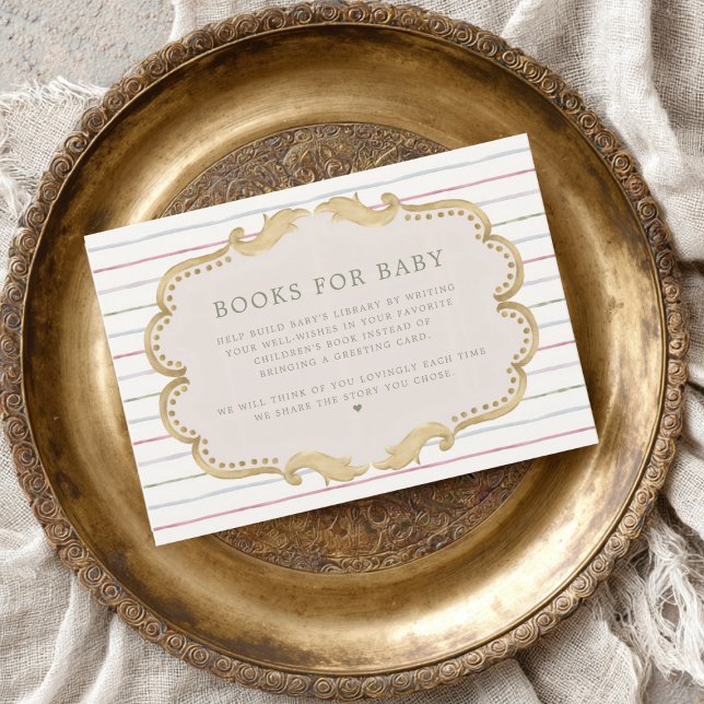 Tarjeta De Recepción Preppy Grandmillennial Books for Baby Shower (Subido por el creador)