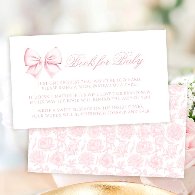 Tarjeta De Recepción Preppy lindo libro de arco rosado para bebé ducha  (Subido por el creador)