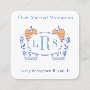 Tarjeta De Recepción Preppy Monogramas Casados Caen Ducha de Novias