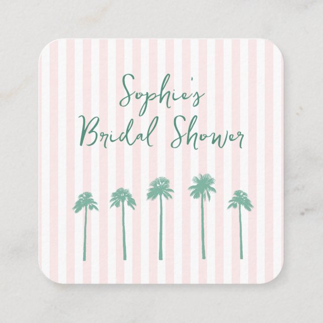 Tarjeta De Recepción Preppy Palm Springs Bridal Shower QR Code RSVP (Reverso)