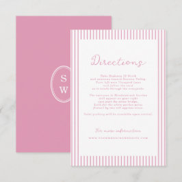Tarjeta De Recepción Preppy Peony Pink Chic Wedding Directions Card