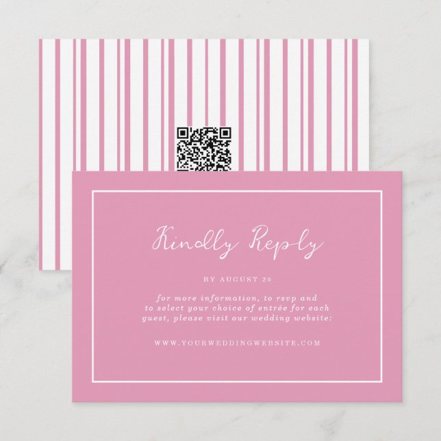 Tarjeta De Recepción Preppy Peony Pink Chic Wedding Online RSVP Card (Anverso / Reverso)