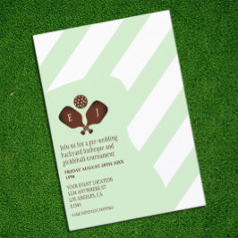 Tarjeta De Recepción Preppy Pickleball Stripes Pre-Wedding Game