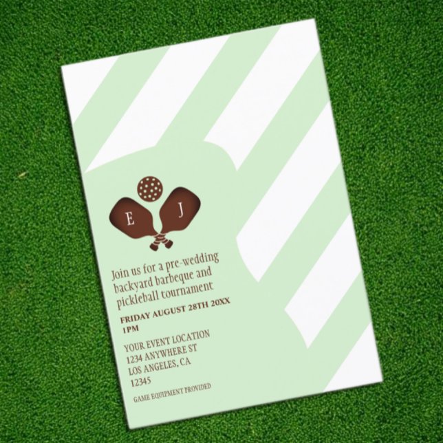 Tarjeta De Recepción Preppy Pickleball Stripes Pre-Wedding Game (Subido por el creador)