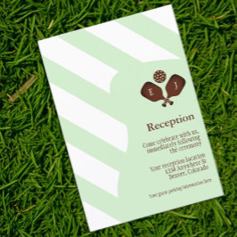 Tarjeta De Recepción Preppy Pickleball Stripes Wedding Reception