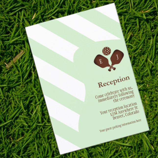 Tarjeta De Recepción Preppy Pickleball Stripes Wedding Reception (Subido por el creador)