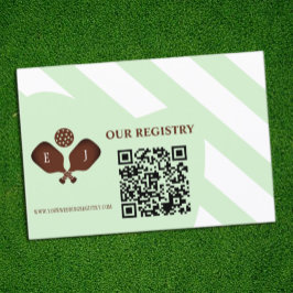 Tarjeta De Recepción Preppy Pickleball Stripes Wedding Registry