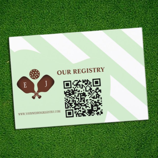 Tarjeta De Recepción Preppy Pickleball Stripes Wedding Registry (Subido por el creador)