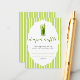 Tarjeta De Recepción Preppy Stripes Matcha Baby Shower Diaper Raffle