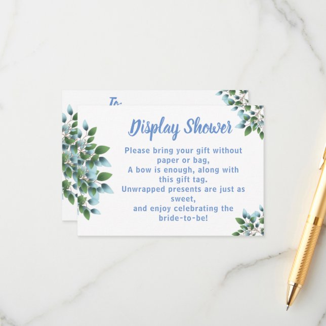 Tarjeta De Recepción Presentación de Eucalyptus Ducha de Boda de Novias (Anverso/Reverso In Situ)