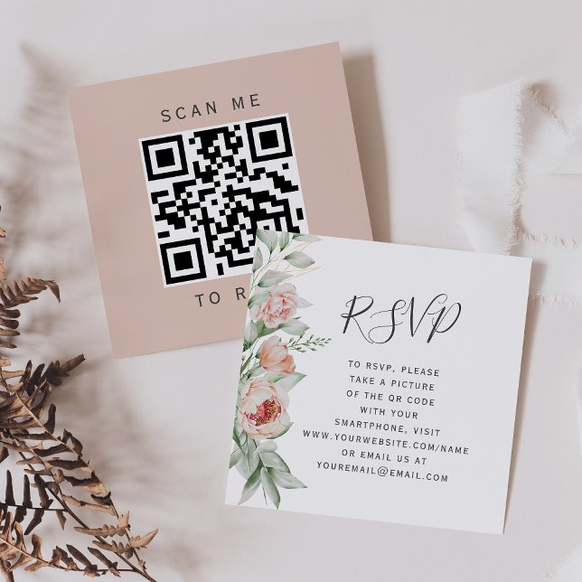 Tarjeta De Recepción Presupuestación Primavera Floral Boda Código QR RS (Subido por el creador)