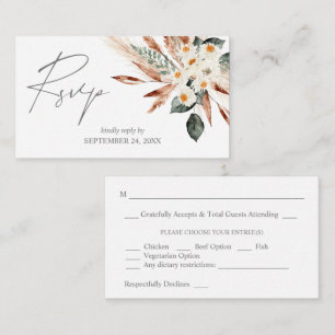 Tarjeta De Recepción Presupuesto Boho Copper Pampas & Floral 3SM RSVP w