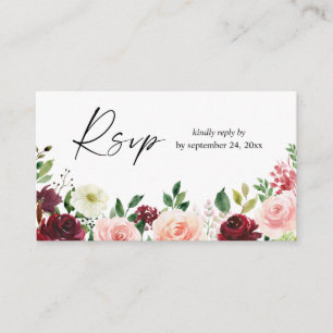 Tarjeta De Recepción Presupuesto Borgoña y Rosa 4 Floral 2SM Comida RSV