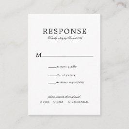 Tarjeta De Recepción PRESUPUESTO Clásico Boda Simple Rsvp Comal Entree