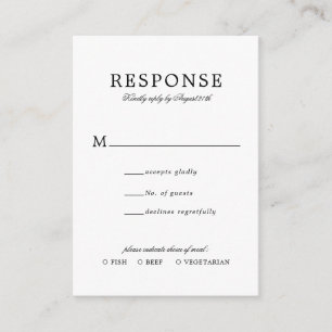 Tarjeta De Recepción PRESUPUESTO Clásico Boda Simple Rsvp Comal Entree