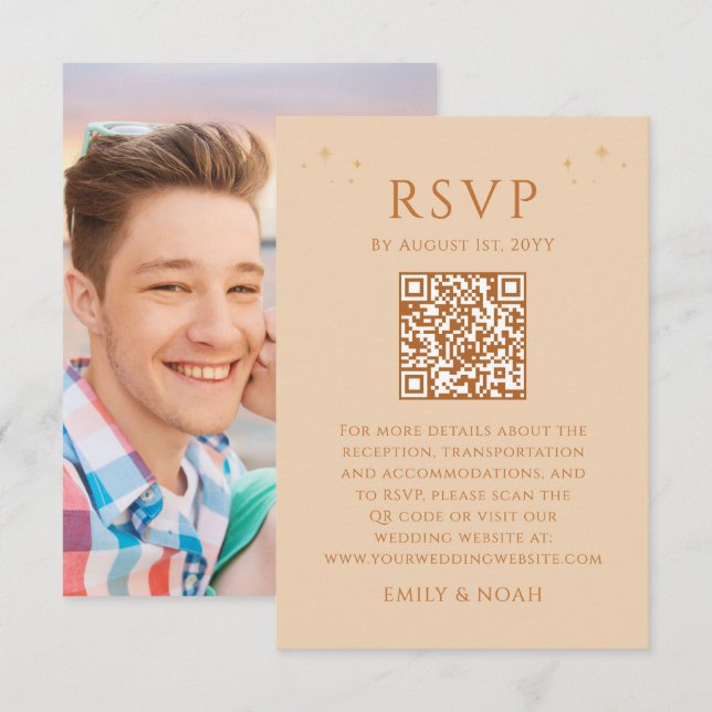 Tarjeta De Recepción Presupuesto de oro de Champagne Celestial Código Q (Anverso / Reverso)