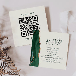 Tarjeta De Recepción Presupuesto Esmeralda Oro Marfil Boda Código QR RS