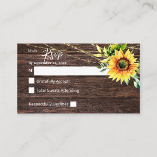Tarjeta De Recepción Presupuesto Girasol, Floral de madera 2SM Sin Comi