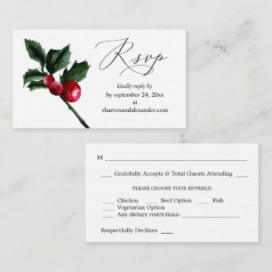 Tarjeta De Recepción Presupuesto Invierno Holly Berry SM Meal RSVP