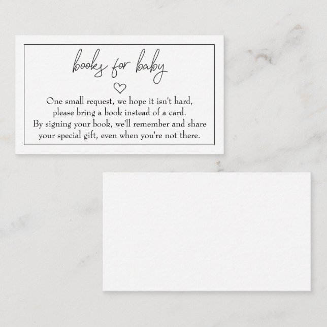 Tarjeta De Recepción Presupuesto "Libros para bebé" Insertar (Anverso / Reverso)