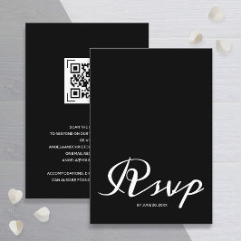 Tarjeta De Recepción Presupuesto Matrimonio Blanco Negro Simple RSVP Có