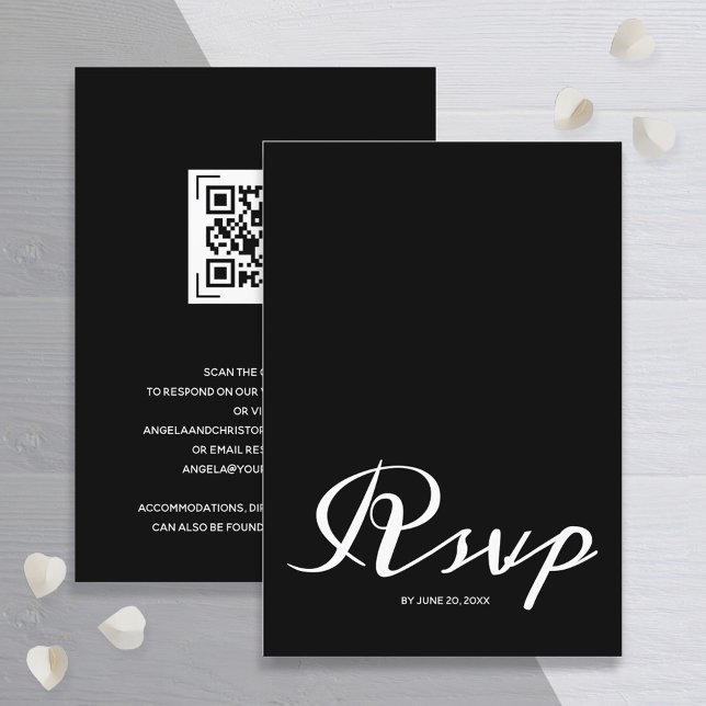 Tarjeta De Recepción Presupuesto Matrimonio Blanco Negro Simple RSVP Có (Subido por el creador)