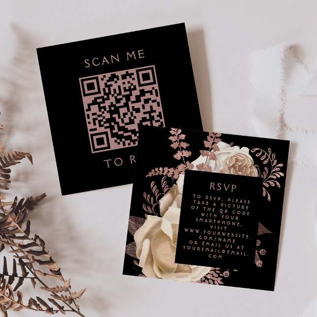 Tarjeta De Recepción Presupuesto Moody Floral Marfil Rosa de oro Código (Subido por el creador)